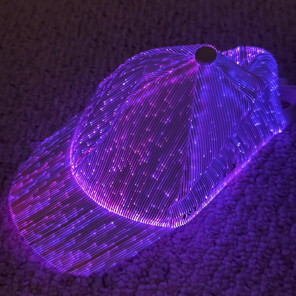 Fiber Optic Cap LED hat 7 Colors Luminous Glowing EDC Baseball Hats USB white - Picture 6 of 17